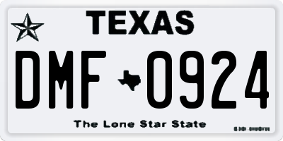 TX license plate DMF0924