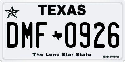 TX license plate DMF0926