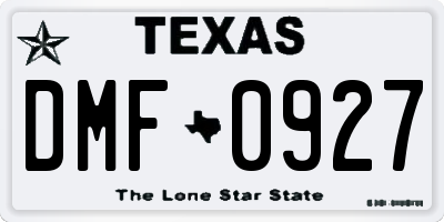 TX license plate DMF0927