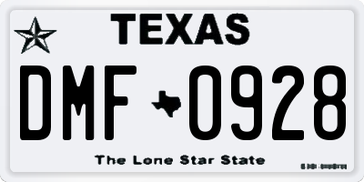 TX license plate DMF0928