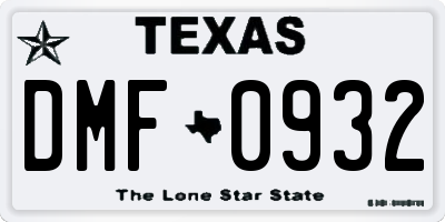 TX license plate DMF0932