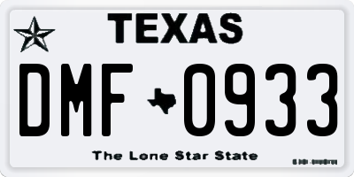 TX license plate DMF0933