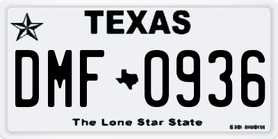 TX license plate DMF0936
