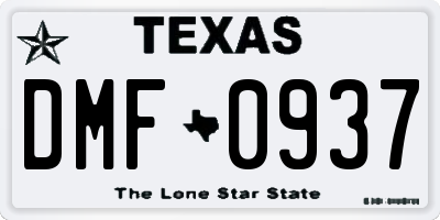 TX license plate DMF0937