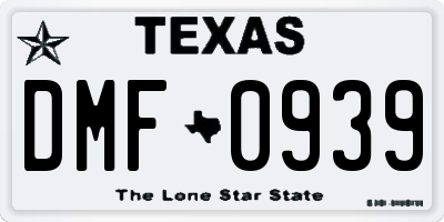 TX license plate DMF0939