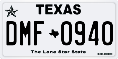 TX license plate DMF0940