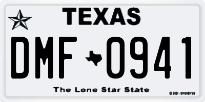 TX license plate DMF0941
