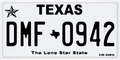 TX license plate DMF0942
