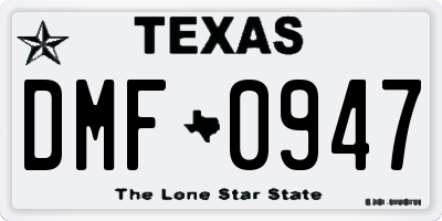 TX license plate DMF0947