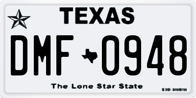 TX license plate DMF0948