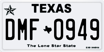 TX license plate DMF0949