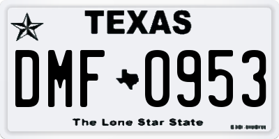 TX license plate DMF0953