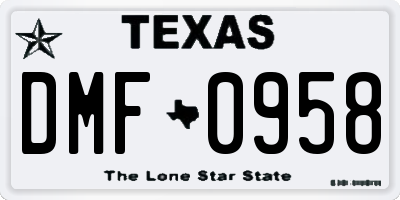 TX license plate DMF0958