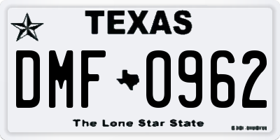 TX license plate DMF0962