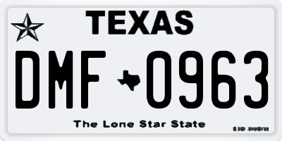 TX license plate DMF0963