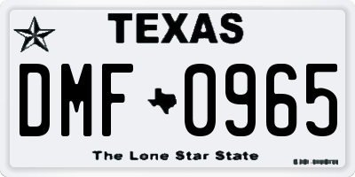 TX license plate DMF0965