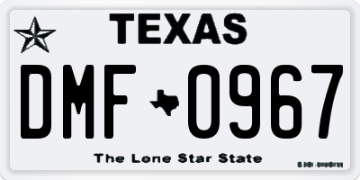 TX license plate DMF0967