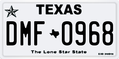 TX license plate DMF0968
