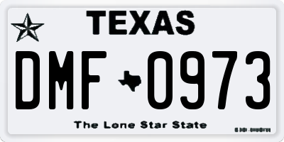 TX license plate DMF0973
