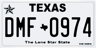 TX license plate DMF0974