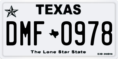 TX license plate DMF0978
