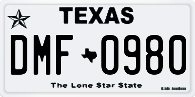 TX license plate DMF0980