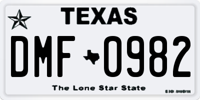 TX license plate DMF0982