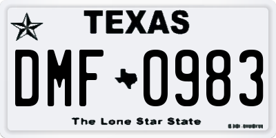 TX license plate DMF0983