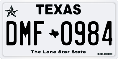 TX license plate DMF0984