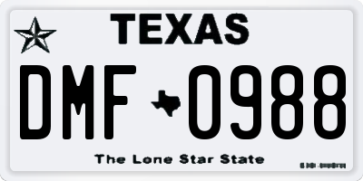 TX license plate DMF0988
