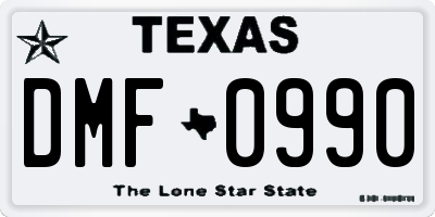 TX license plate DMF0990