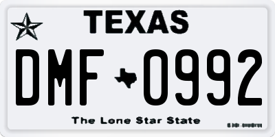 TX license plate DMF0992