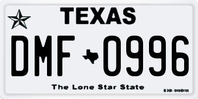 TX license plate DMF0996