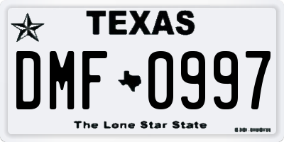 TX license plate DMF0997