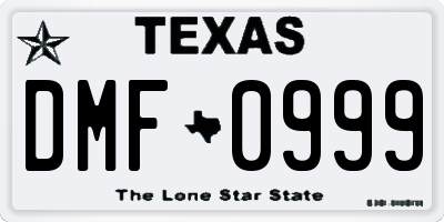 TX license plate DMF0999