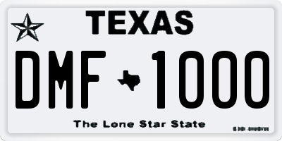 TX license plate DMF1000
