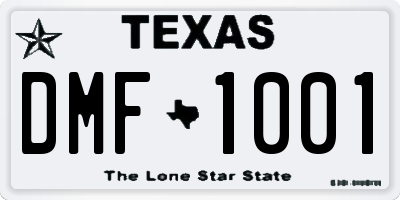 TX license plate DMF1001