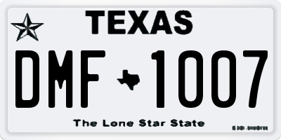 TX license plate DMF1007