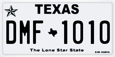 TX license plate DMF1010