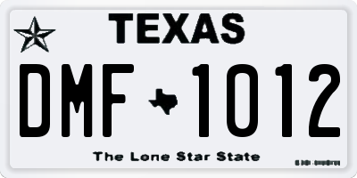 TX license plate DMF1012