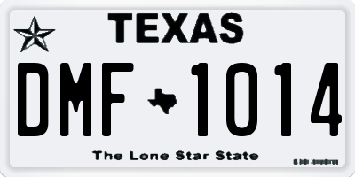 TX license plate DMF1014