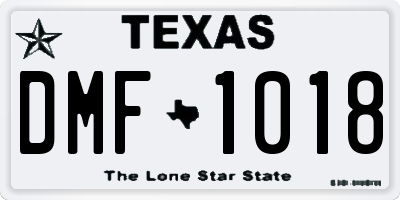 TX license plate DMF1018