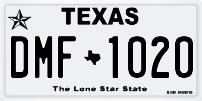 TX license plate DMF1020