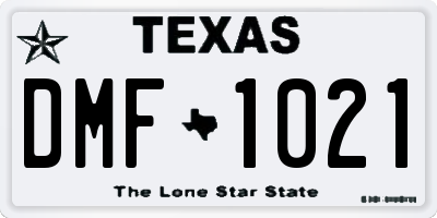 TX license plate DMF1021