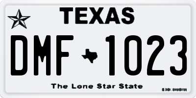 TX license plate DMF1023
