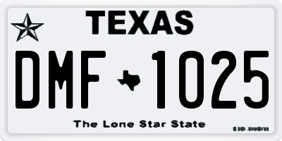 TX license plate DMF1025