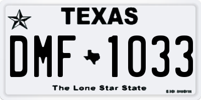 TX license plate DMF1033