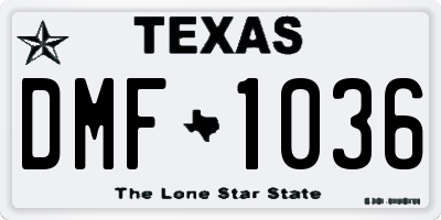 TX license plate DMF1036