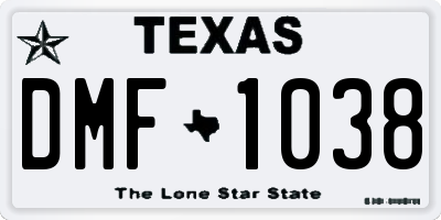 TX license plate DMF1038