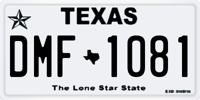TX license plate DMF1081